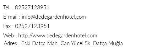 Dede Garden Hotel telefon numaralar, faks, e-mail, posta adresi ve iletiim bilgileri
